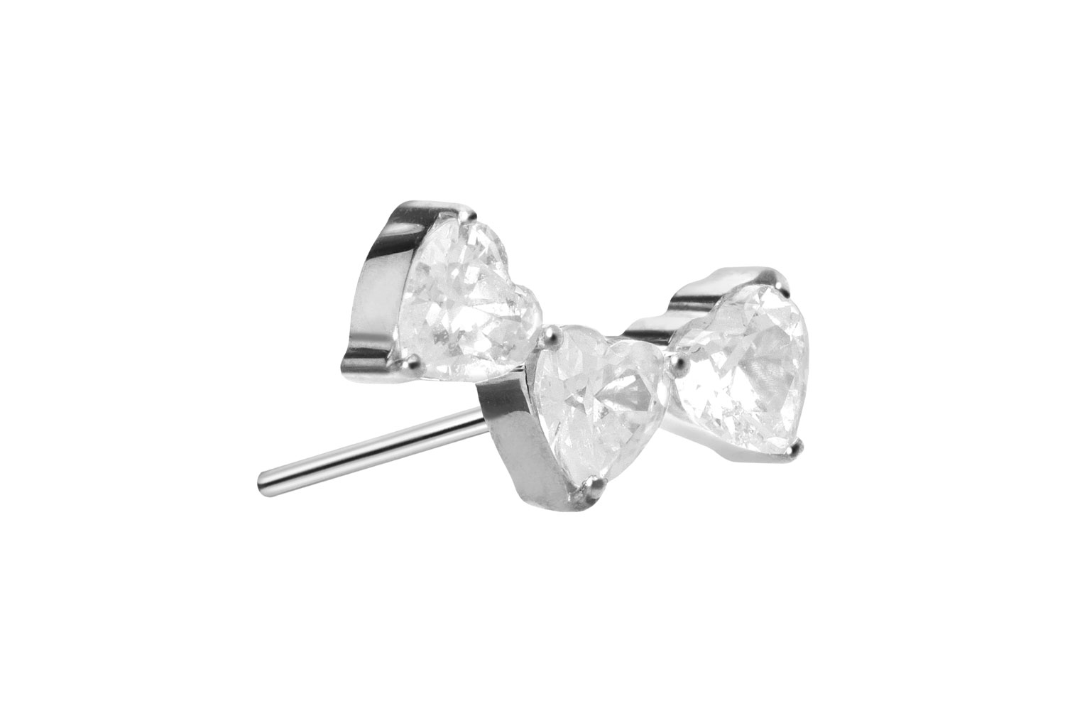 Titan Aufsatz mit Push Pin 3 KRISTALLHERZEN von Piercingline